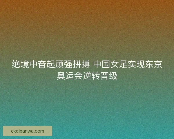 绝境中奋起顽强拼搏 中国女足实现东京奥运会逆转晋级