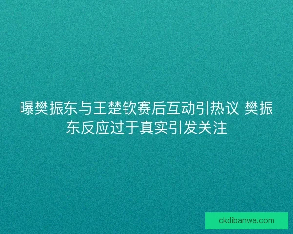 曝樊振东与王楚钦赛后互动引热议 樊振东反应过于真实引发关注